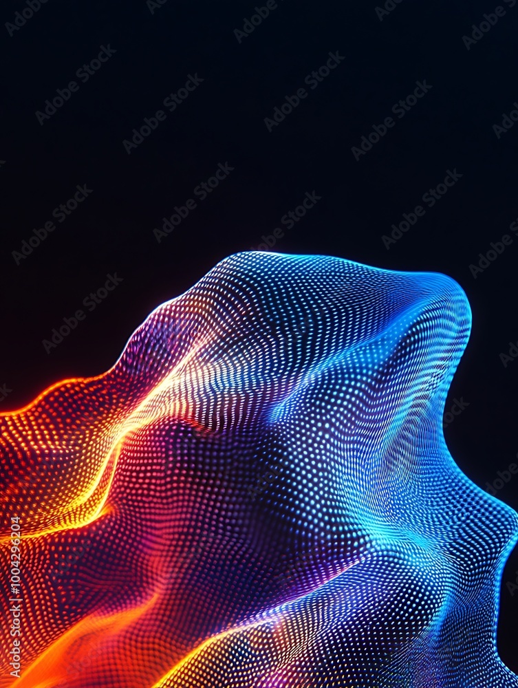 Poster abstract waves of colorful light, creating a dynamic and modern digital background. a minimalist pos