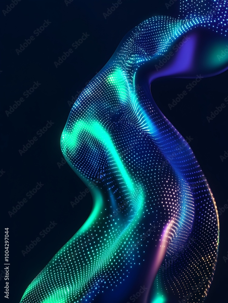 Poster abstract wavy lines in vibrant colors create a visually striking composition on a dark background. a