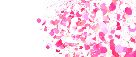 Pink and white confetti explosion