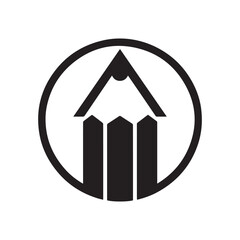 Minimalist Pencil Logo with White Background