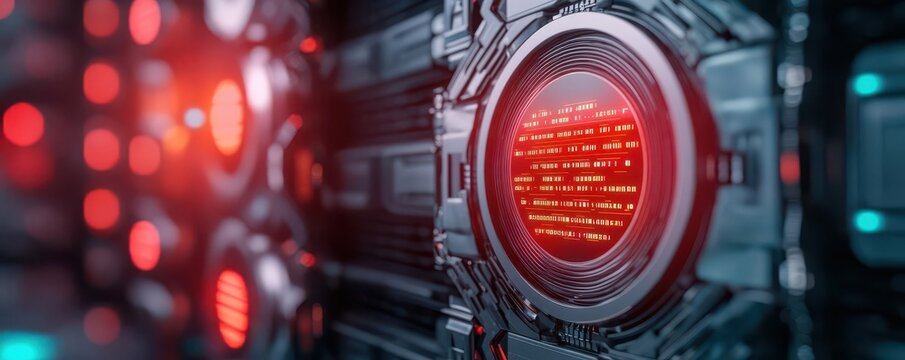 Digital systems crash, error codes, glowing holographic panels, cyberpunk disaster setting
