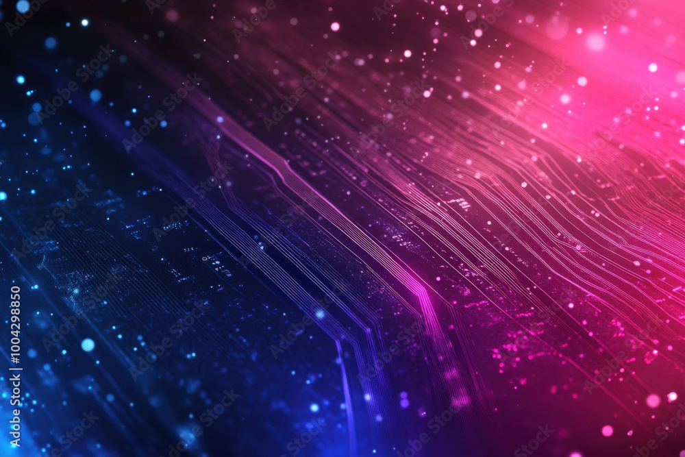 Poster captivating blend of vibrant colors and intricate patterns in a digital landscape showcasing technol