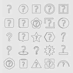 Sketsa collection of question mark icons with different shapes