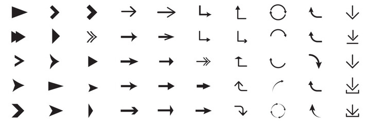 Arrow icon vector set with different kind of arrows. black arrow icon set. long arrow icon vector set. arrow icon set.