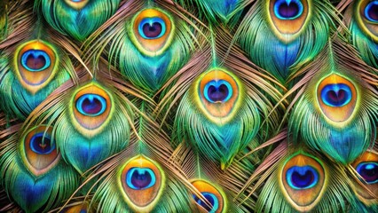 Exquisite Peacock Feathers Texture Background with Rich Colors for Beautiful Designs