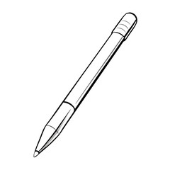Simple illustration of a ballpoint pen on white background, simple monohrom vector