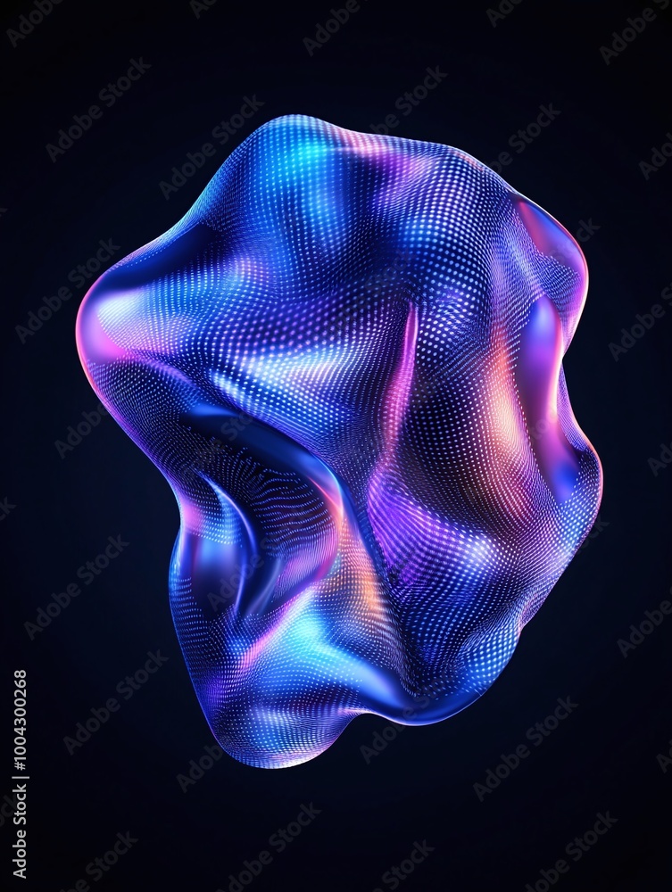 Poster colorful abstract digital shape with flowing textures, ideal for modern design projects. a minimalis
