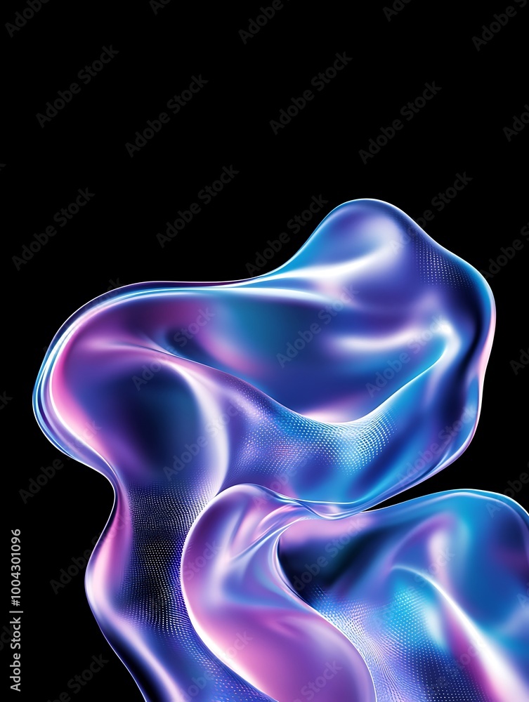 Poster colorful abstract liquid shape flowing in dynamic waves against a black background. a minimalist pos