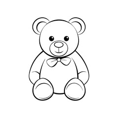 Obraz premium Teddy bear icon in black and white with bowtie