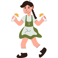 Bavarian Woman Oktoberfest. Vector  Illustration