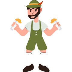 Bavarian Man Oktoberfest. Vector  Illustration