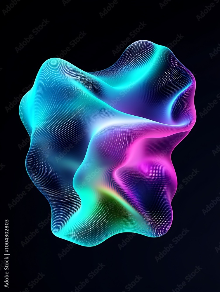Aufkleber colorful abstract shape with fluid curves and gradients, suitable for modern design and digital art 