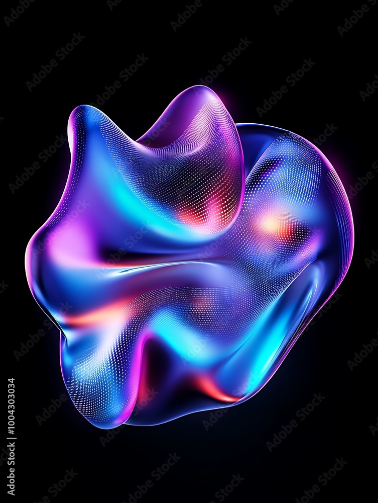 Aufkleber colorful abstract shape with fluid design on a dark background, representing modern art and technolo