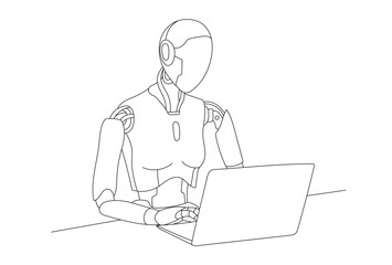 Adobe Illustrator Artwork of a Robot helps work on the laptop