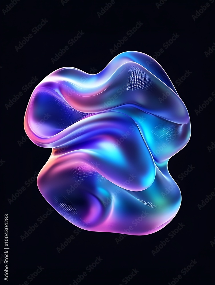 Poster colorful abstract shape with smooth curves and vibrant hues on a dark background. a minimalist poste