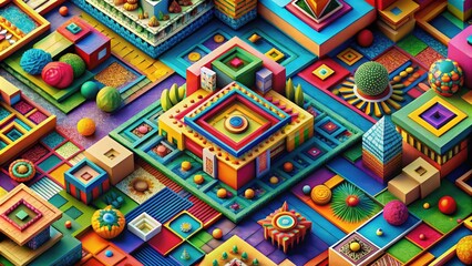 Fototapeta premium Innovative Creative Design Concept with Colorful Geometric Shapes and Abstract Patterns for Inspiration