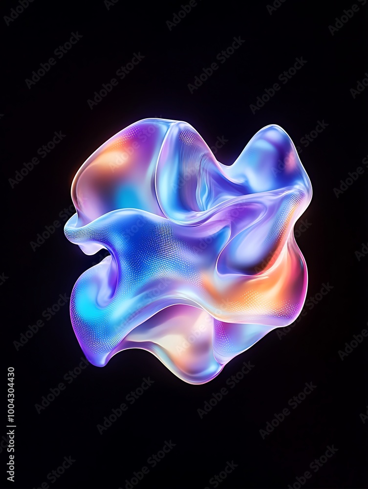 Poster colorful abstract shape with swirling patterns, perfect for modern designs, isolated on a black back