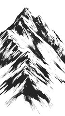 Black and white mountain tattoo design, ink style, simple drawing
