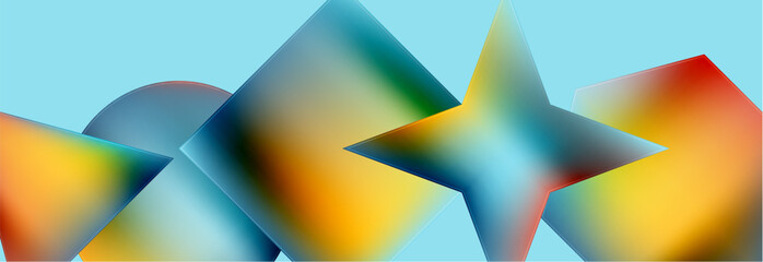 Neon color geometric shapes square triangle circle abstract background. Vector Illustration For Wallpaper, Banner, Background, Card, Book Illustration, landing page