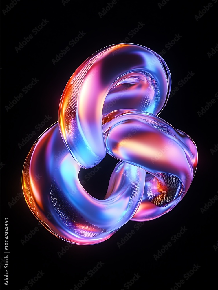 Poster colorful abstract shapes intertwining in a beautiful display of light and form against a black backg