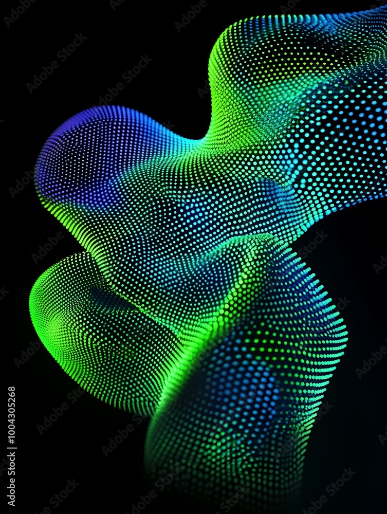 Poster colorful abstract wave design made of dots, creating a dynamic and modern visual effect. a minimalis