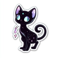 Obraz premium Cute Black Cat with Galaxy Fur Sticker