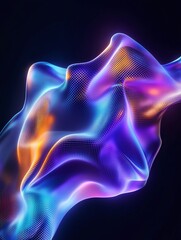 Colorful abstract wave design with luminous effects, perfect for digital backgrounds and modern art. A minimalist poster in metallic and chrome gradient style.