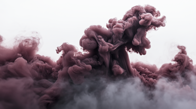 abstract maroon brown red fluffy clouds mist fog smoke curling isolated on transparent background