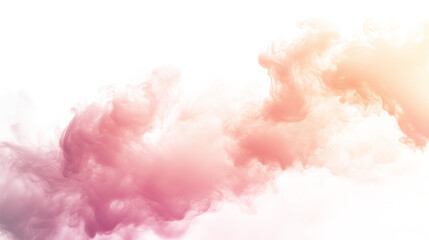 abstract orange pink fluffy clouds mist fog smoke curling isolated on transparent background