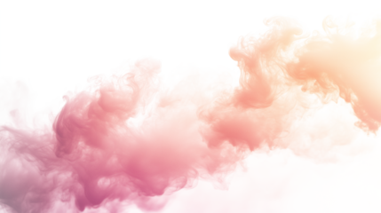 abstract orange pink fluffy clouds mist fog smoke curling isolated on transparent background