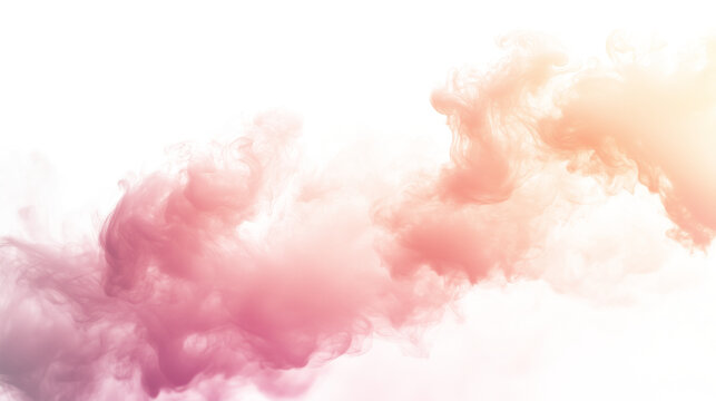 abstract orange pink fluffy clouds mist fog smoke curling isolated on transparent background