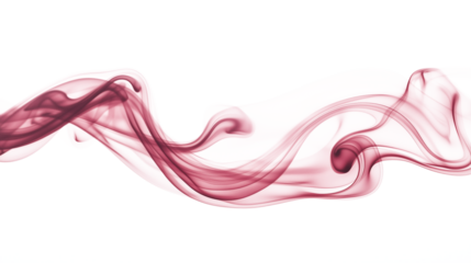 Abstract maroon red smoke wavy lines curling isolated on transparent background