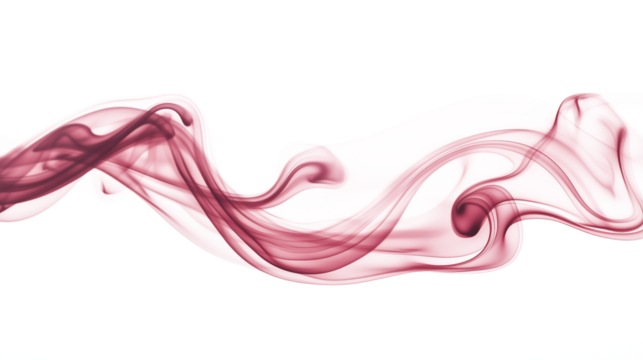 Abstract maroon red smoke wavy lines curling isolated on transparent background
