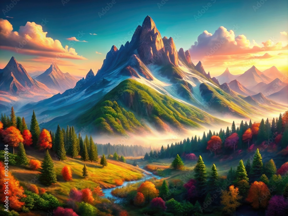 Aufkleber isolated mountain landscape with transparent background for creative design and generative ai projec