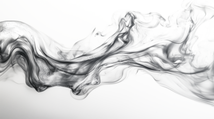 abstract silver smoke wavy lines curling isolated on transparent background