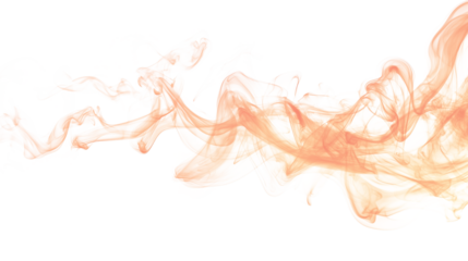 abstract orange smoke wavy lines curling isolated on transparent background
