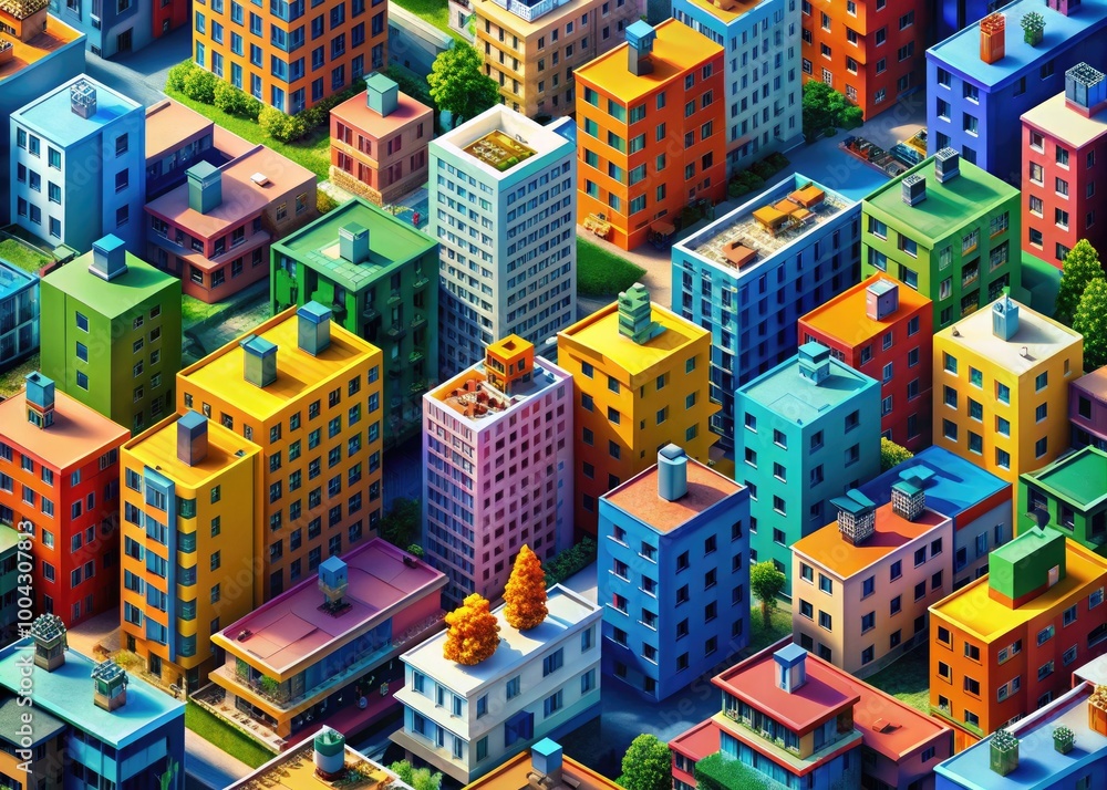 Aufkleber isometric block structures in vibrant colors for creative design and architectural concepts