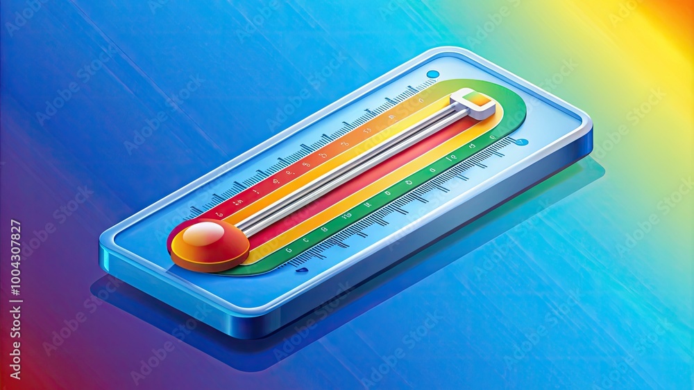 Poster isometric illustration of fahrenheit temperature scale with colorful visual representation and desig