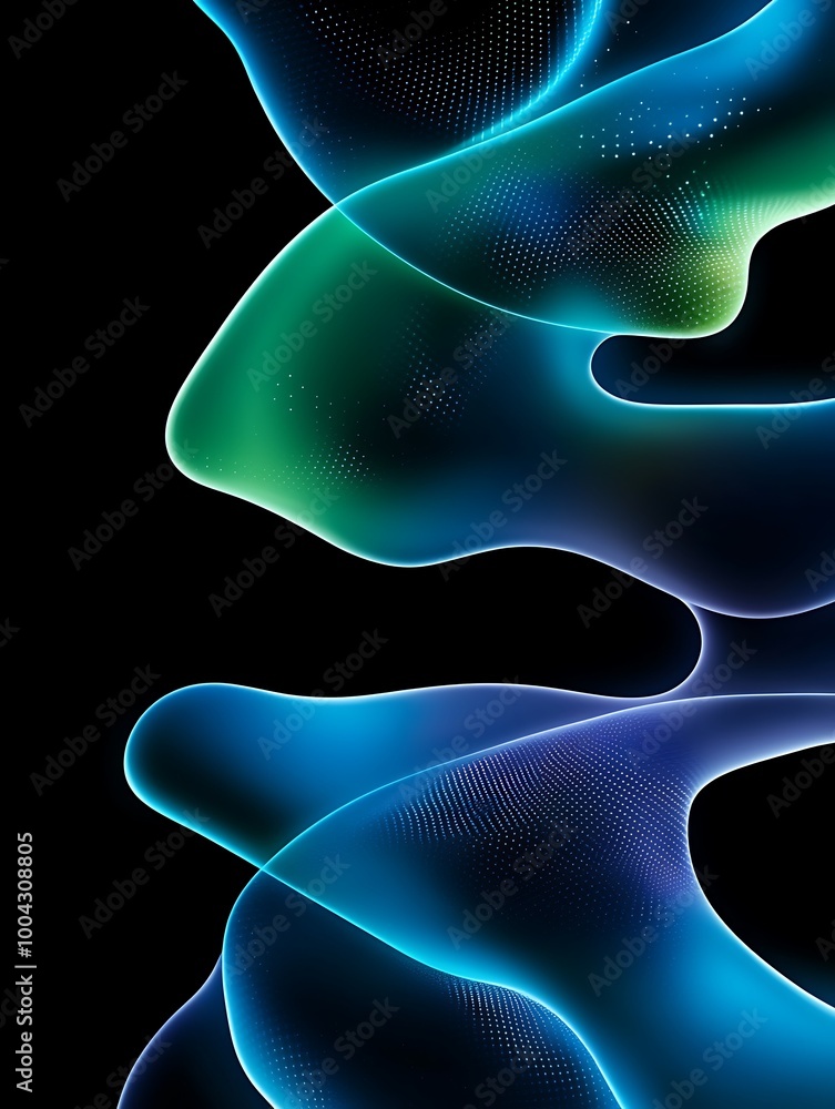 Poster colorful abstract waves flowing in vibrant shades against a dark background, creating a dynamic visu