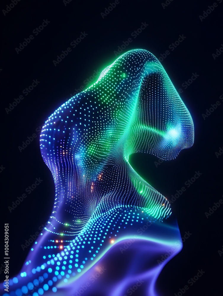 Aufkleber colorful abstract waves of light with a fluid, dynamic appearance on a dark background. a minimalist