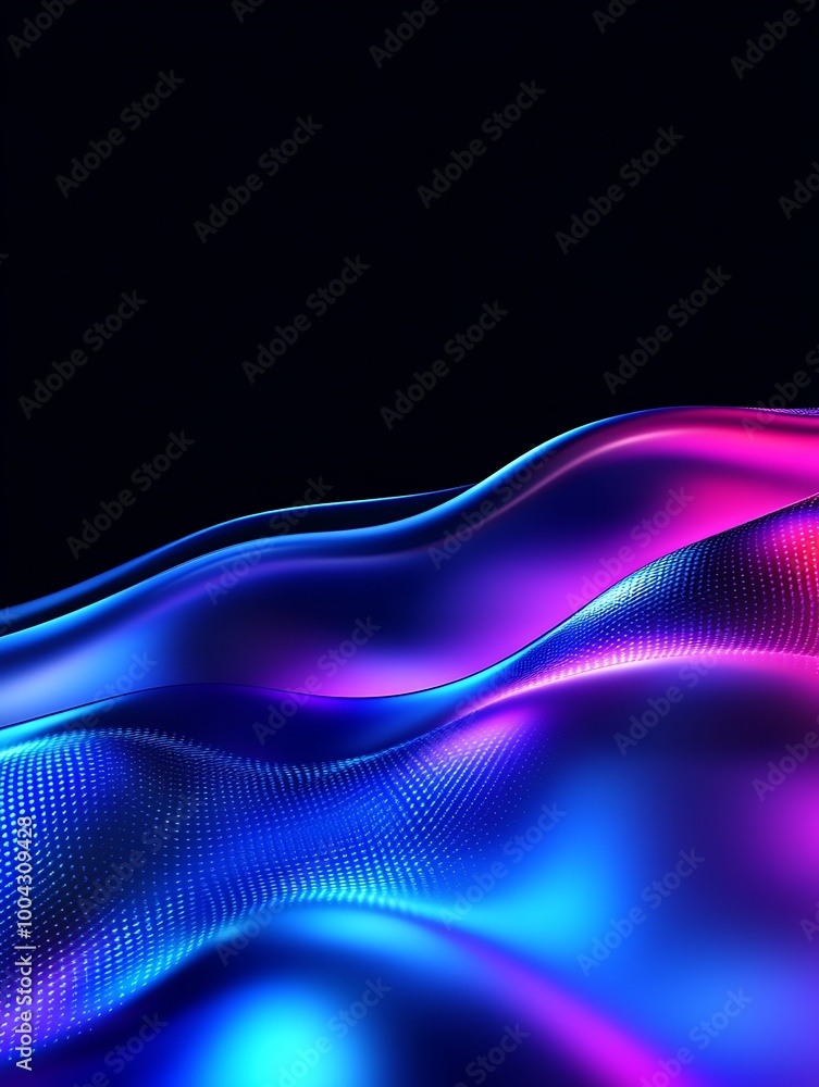 Aufkleber colorful abstract wavy lines with glowing lights on a dark background, creating a visually stunning 