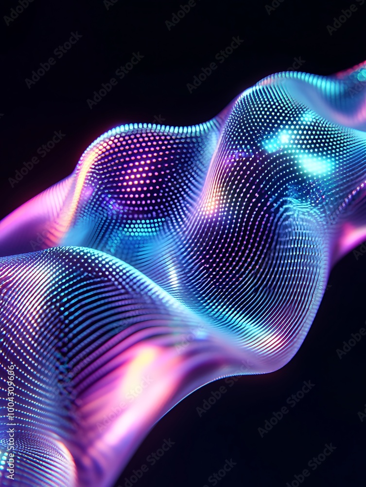 Aufkleber colorful digital wave pattern with vivid gradients on a dark background, illustrating modern design 