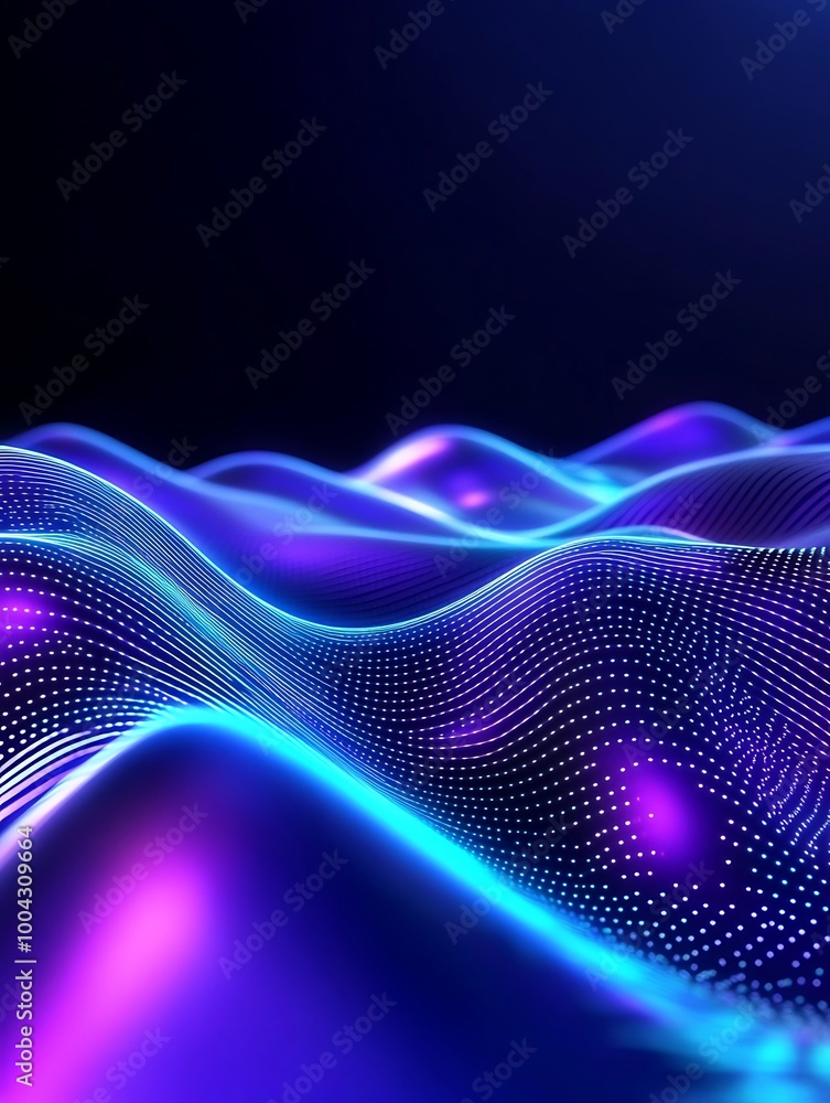 Aufkleber colorful digital wave patterns with luminous effects on a dark background. a minimalist poster in me
