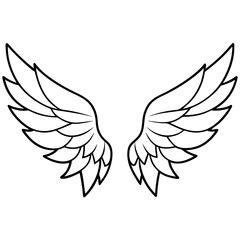 Delicate Feathered Wings in Vector Art