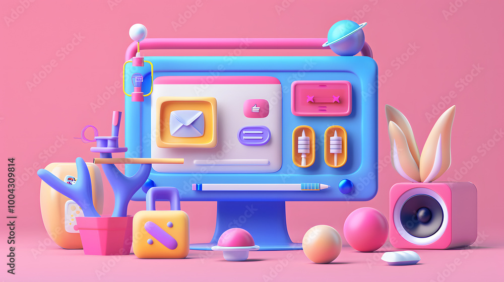 Wall mural prototype icon web design 3d