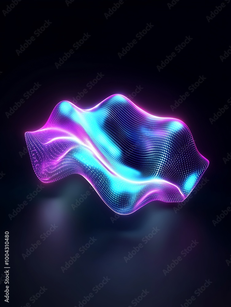 Poster colorful wave of light, glowing and flowing in an abstract style against a dark background. a minima