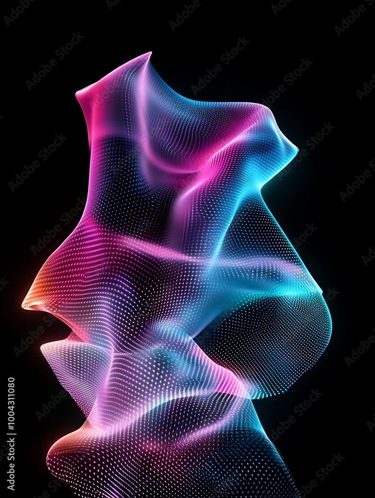 Poster dynamic abstract waves in vibrant colors create a stunning visual effect against a black background.
