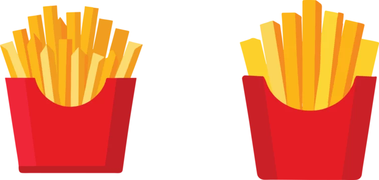 french fries in red box,crispy Frence fries in a red paper carton placed on a fully white background