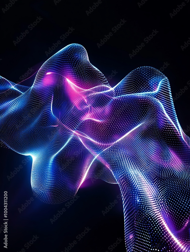 Poster dynamic abstract waves of light in vibrant colors create an intriguing visual experience against a d