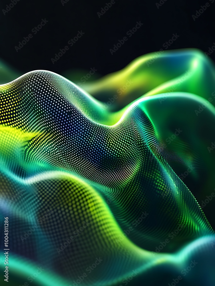 Poster dynamic waves of colorful light creating a mesmerizing abstract pattern. a minimalist poster in meta